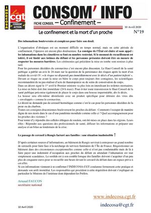 Cosom'info N°19 Confinement Le Confinement Et La Mort D'un Proche