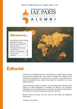 Revue Trimestrielle #16 2020 Club Afrique Iae Paris Sorbonne Business School