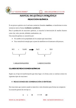 Manual De Química Reacciones Quimicas 2020