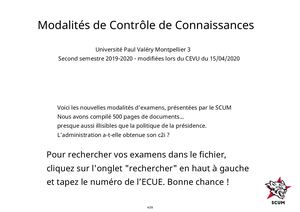 Modalités de Contrôle de Connaissances - Université Paul Valéry