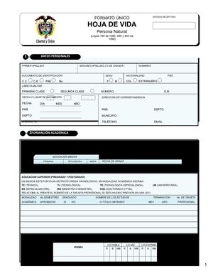 1 Formato Unico De Hoja De Vida Persona Natural