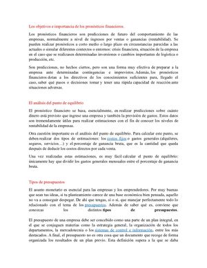 Los Objetivos E Importancia De Los Pronósticos Financieros