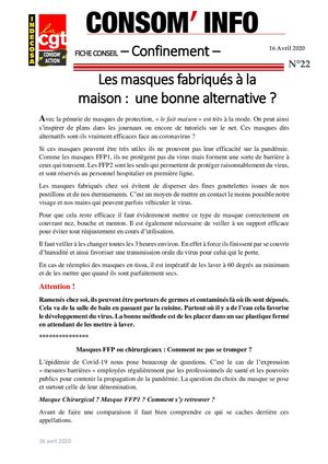 Consom'info N°22 Confinement Les Masques Fabriqués à La Maison (1)