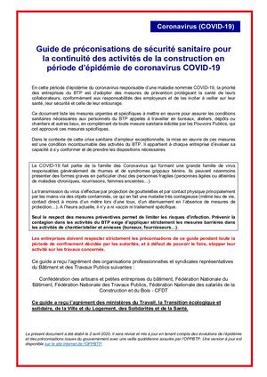 Guide Mesures Sanitaires Secteur Btp
