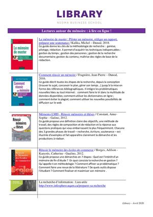 Lectures "Mémoire de fin d'études"
