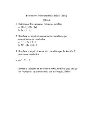 Evaluación 3 De Matemática Inicial