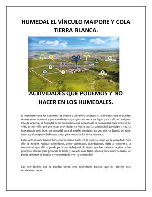 Humedal El Vínculo Maipore Y Cola Tierra Blanca Blog