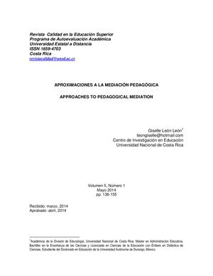 Aproximaciones A La Mediacion Pedagogica