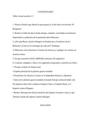 Sociales, Primera Guerra Mundial