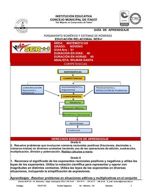 Guia N° 1 Pensamiento Numérico Y Sistemas De Números