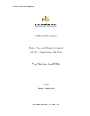 Investigacion Planteamiento De Problema