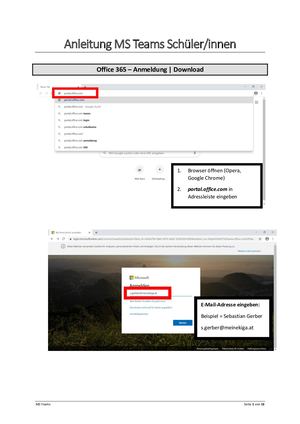 Anleitung Ms Teams Schüler Innen