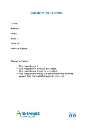 Formulaire Jeu Concours