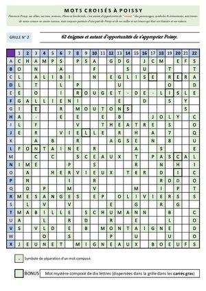 Mots Croisés à Poissy Grille N°2 Renseignée
