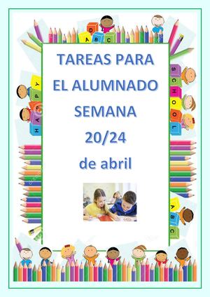 TAREAS ESCOLARES DE PRIMARIA DEL 20 al 24 DE ABRIL