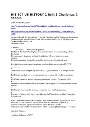 His 104 Us History 1 Unit 3 Challenge 2 Sophia