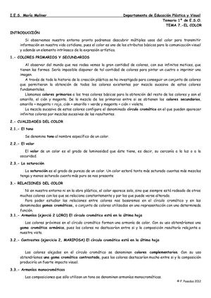 Tema 7 El Color Para Alumnos