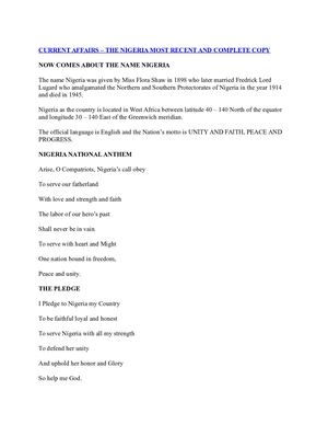 CURRENT AFFAIRS – THE NIGERIA MOST RECENT AND COMPLETE COPY