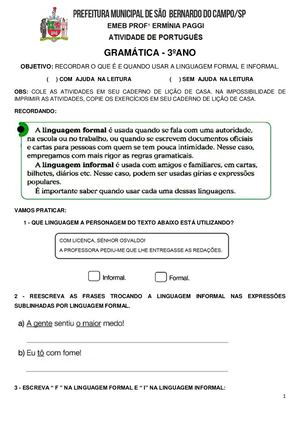 3ºS ANOS-Língua Portuguesa-GRAMÁTICA