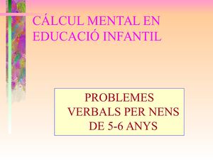 Cálcul Mental En 5 6 Anys Problemes