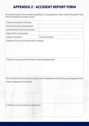 Accident Report Form For Tournaments