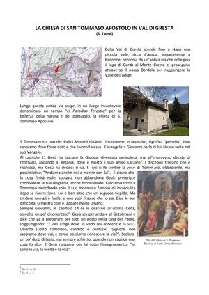 La Chiesa Di San Tommaso Apostolo In Val Di Gresta