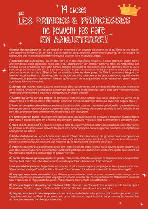 Princes et Princesses en Angleterre