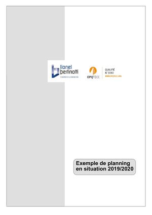 Exemples de Plannings en situation 2019/2020.