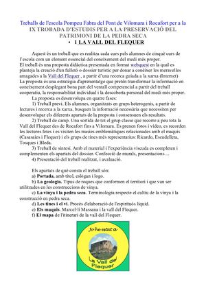 Treballs de la vall del Flequer i catalogació de barraques