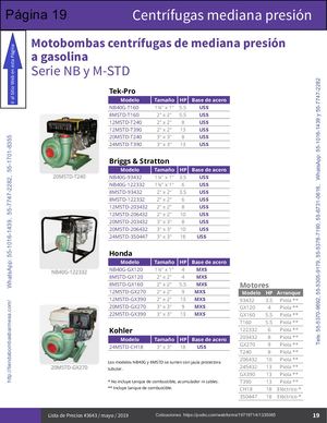 19-019 Página - CATÁLOGO, LISTA DE PRECIOS, BARMESA - BARNES DE MÉXICO 2020 tiendabombasbarmesa.com