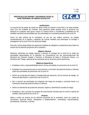 Covid-19 Normas higiene y seguridad en obras CFC