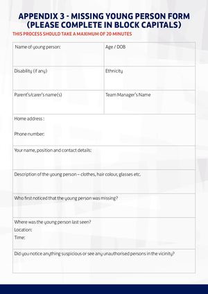 LFA Missing Young Persons Form