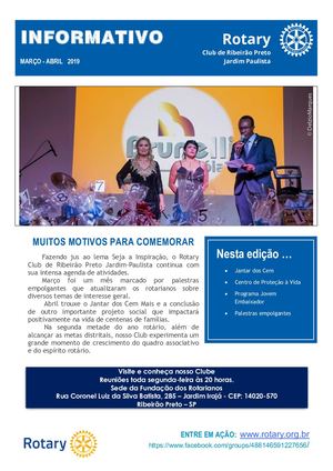 Informativo do Rotary Club de Ribeirão Preto-Jardim Paulista Março/Abril 2019