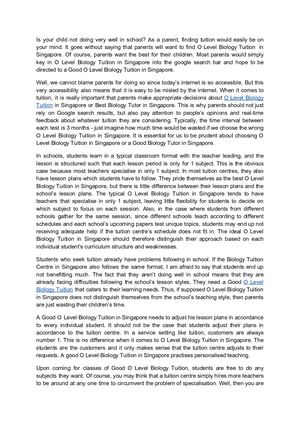 O Level Biology Tuition