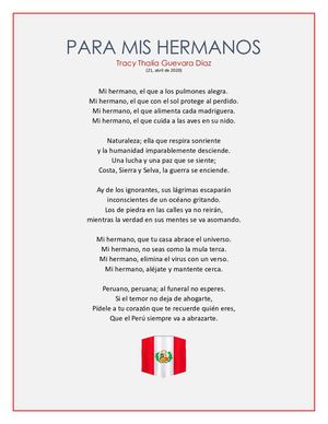 Para Mis Hermanos | Tracy Thalía Guevara Díaz 4°B de Sec. | 21-04-20