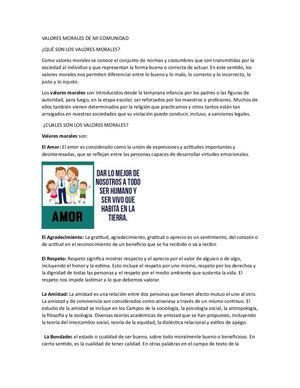 VALORES MORALES DE MI COMUNIDAD 33