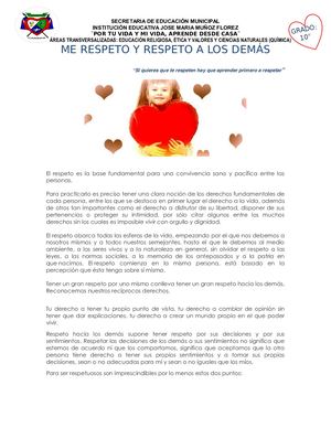 Actividad de ética para grado noveno