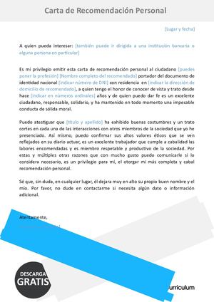 35 Carta De Recomendacion Personal