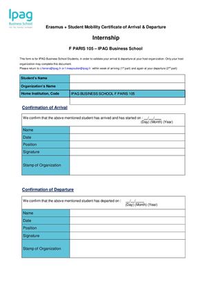 Confirmation Arrival & Departure Internship
