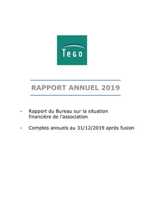 Tégo AG 2020 - Rapport annuel 2019