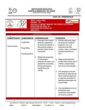 INGLES GRADO 10° GUIA N°2