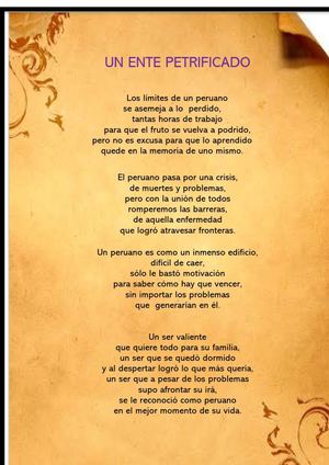 POEMA Al PERUANO : UN ENTE PETRIFICADO