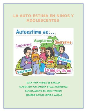 Cartilla La Autoestima En Niños Y Adolescentes