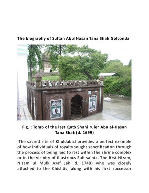 Biography  of Sultan Abul Hasan Tana Shah Golkonda