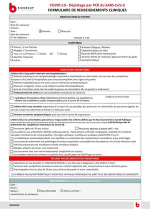 Formulaire Renseignements Covid19 Global V5 Bioestérel