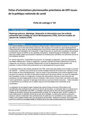 Fiche de cadrage n° 29 op Repérage précoce