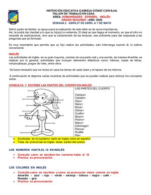 Ingles Español 27 Al 1 Mayo