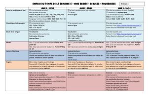 Emploi Du Temps De La Semaine 5 6