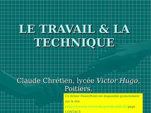 cours philo en autonomie : TRAVAIL & TECHNIQUE