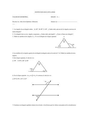 Angulos Entre Rectas Paralelas Y Teorema De Pitagoras